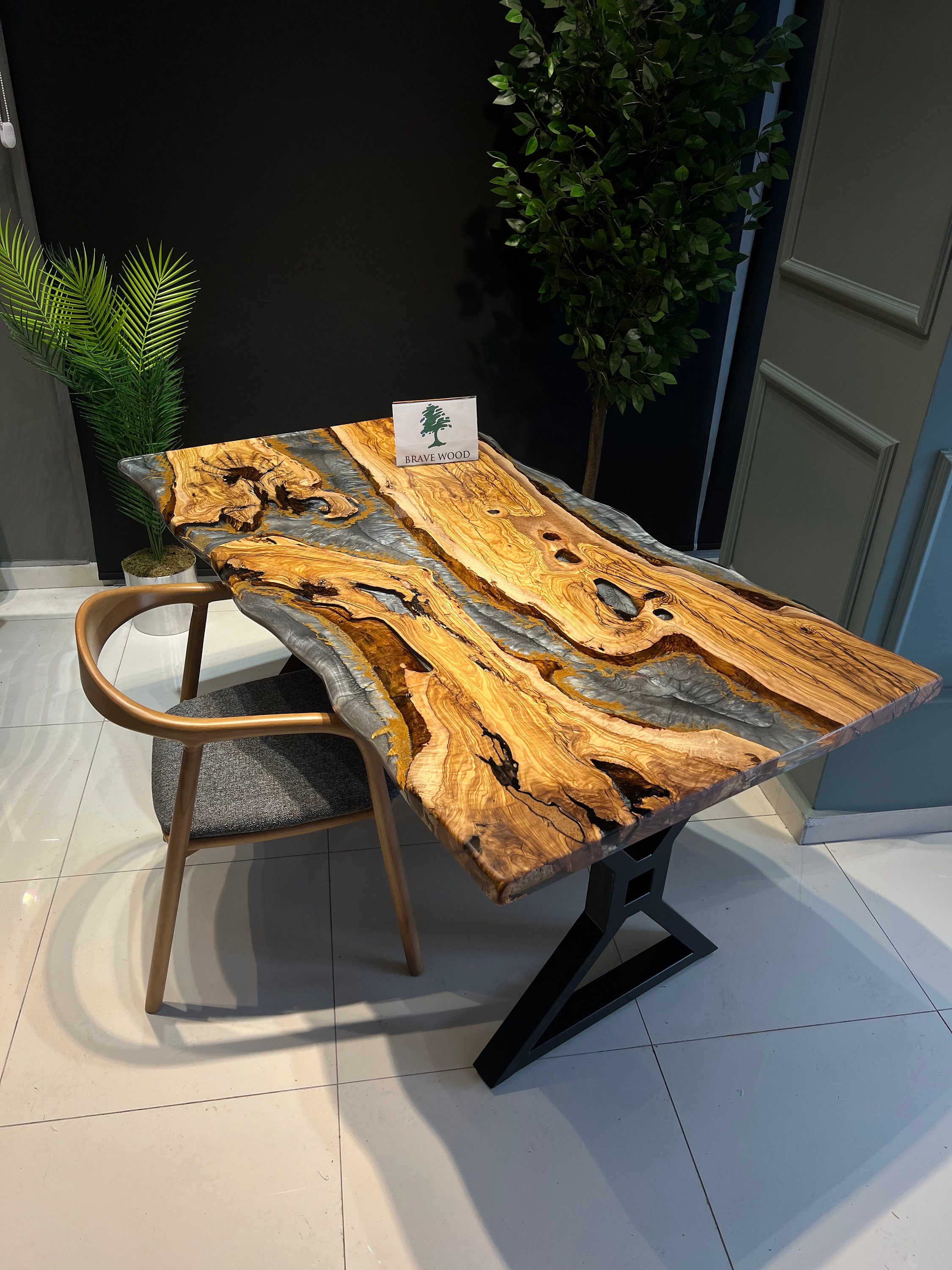 Custom live edge epoxy table, Dining room table, Epoxy table by Brave Wood