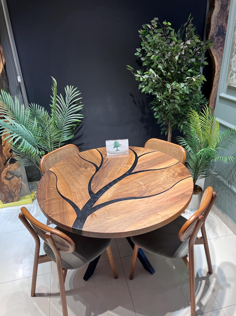 Handmade Round Walnut Dining Table: Custom Kitchen Cutting Table (48 ...