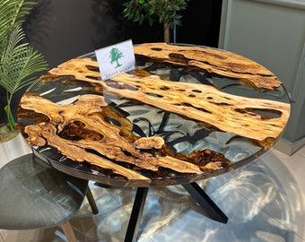 Handmade Burl Olive Wood Epoxy Coffee Table