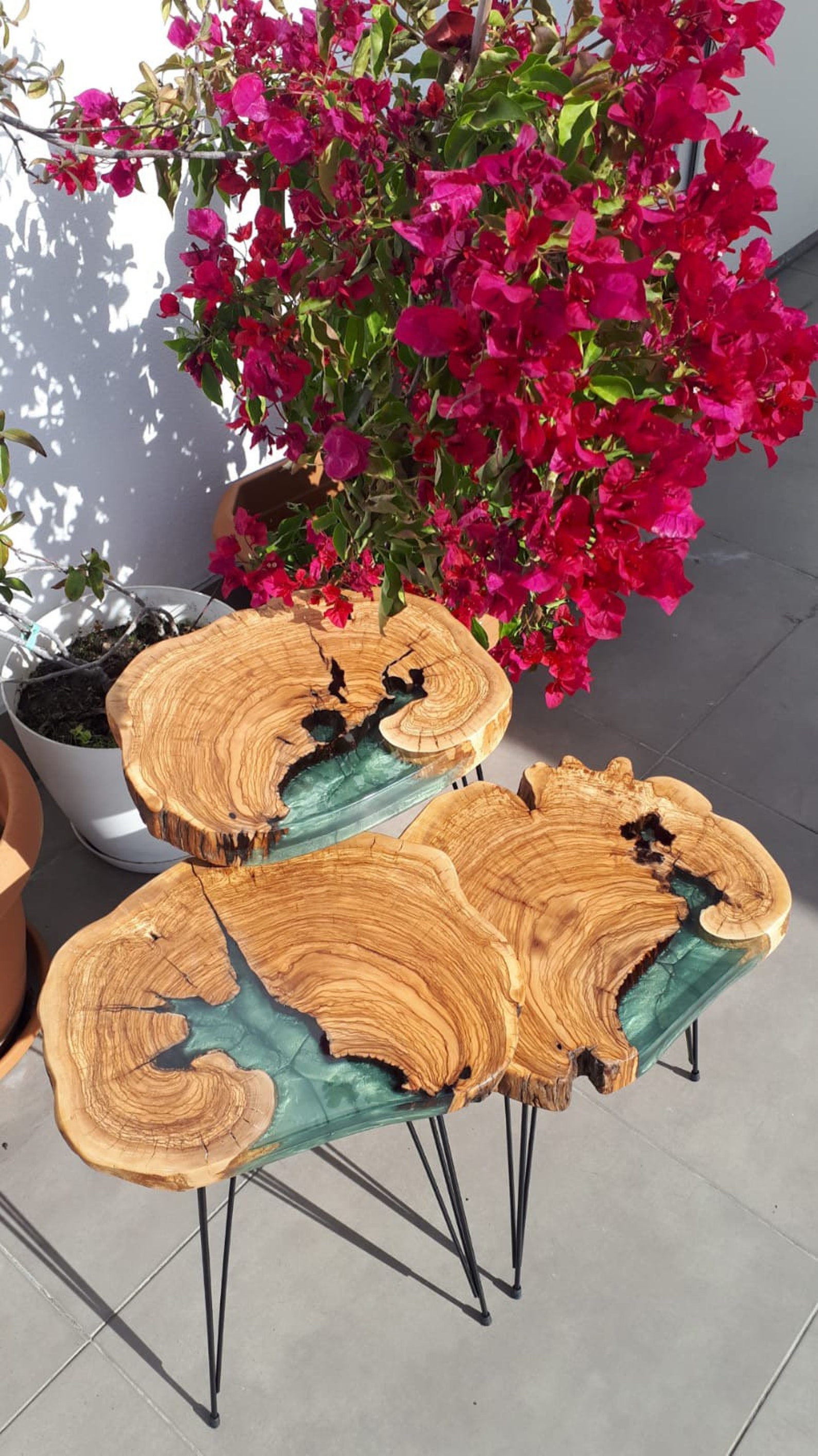 Olive Wood Coffe&end Table Coffee Table With Epoxy Resin Etsy
