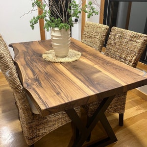 Custom live edge dining table, Walnut table, Log table, Dinner table, Black walnut dining table, Dining room table
