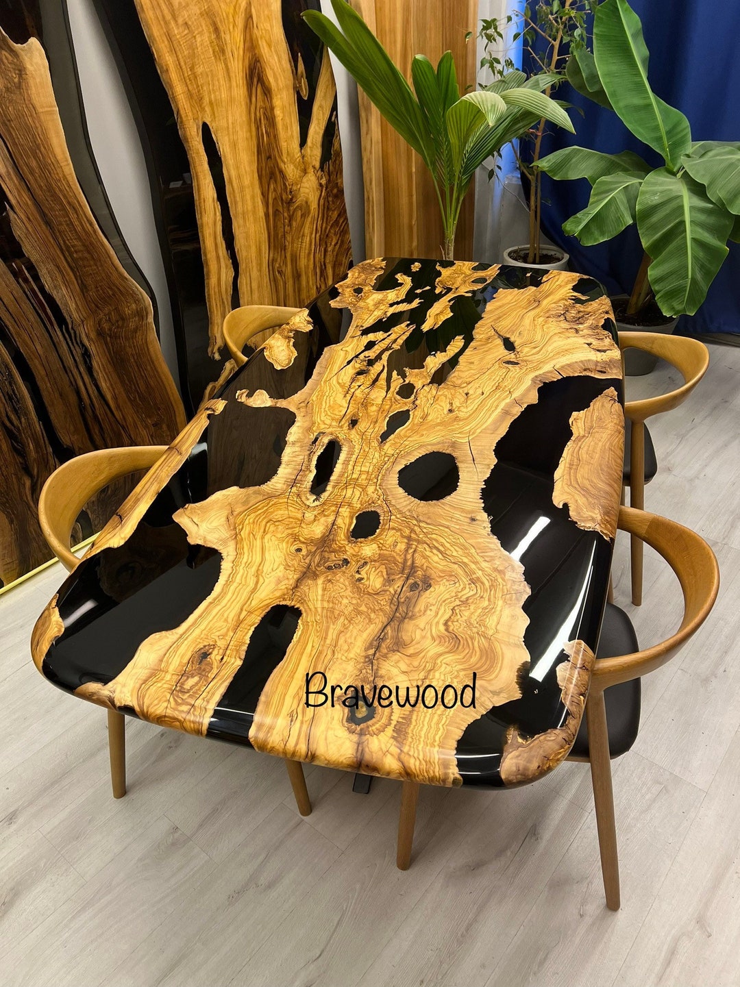 Black Epoxy Table, Meeting Table, River Epoxy Table, Dinner Table ...