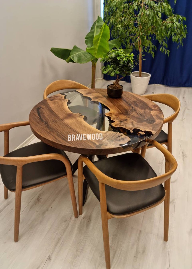 Stylish Coffee Tables: Blending Functionality 11 Epoxy Round Table, Clear Epoxy Resin Table, Walnut Table, Round Coffee Table