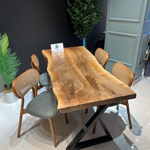 Custom Live Edge Walnut Dining Table: Handmade Log Table