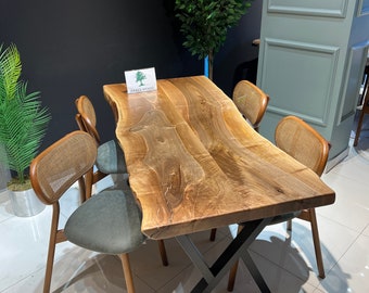 Custom Live Edge Walnut Dining Table: Handmade Log Table