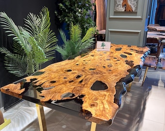 Olive epoxy table, Conference table, Epoxy olive table,  Custom live edge epoxy resin dining table, Dining room table