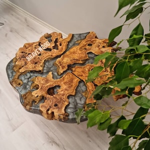 Live Edge Olive Wood Coffee Table: River Epoxy Resin, Custom Made