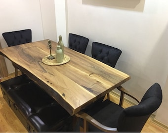 Live Edge Walnut Dining Table: Custom Wood Kitchen Table