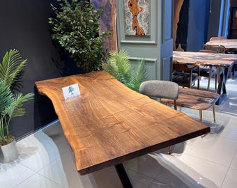 Custom Live Edge Walnut Dining Table, Handmade Kitchen Table