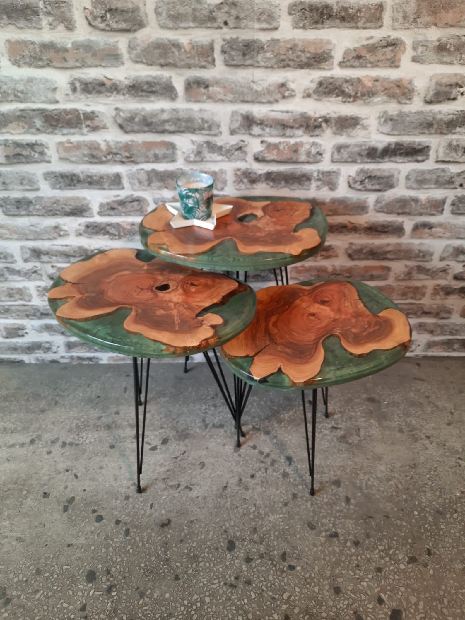 Olive Wood Coffe&end Table Coffee Table With Epoxy Resin Etsy