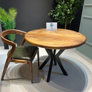 Handmade Round Walnut Dining Table: Solid Wood Kitchen Table
