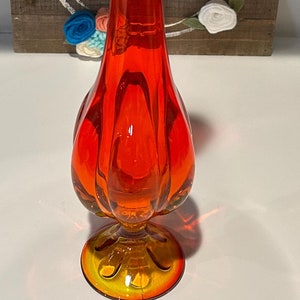 Swung Vase | Ombre Swung Glass Vase | Mid Century Home Decor | Red Swung Vase