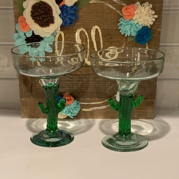 Vintage Cactus Margarita Glasses | Cactus Margarita Barware