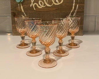Rosaline Pink (Swirl Optic) Wine Glasses by CRISTAL    D&#39;ARQUES-DURAND | Pink Table Decor