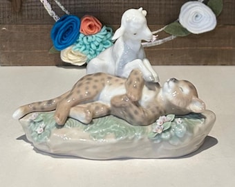 Lladró Figurine, “And the Leopard Shall Lie Down with the Kid" Retired 6926