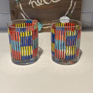 Georges Briard Whisky Glasses | Rainbow Georges Briard Drinking Glasses | Mid Century Glassware