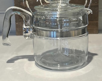 Pyrex Flameware Glass Coffee Pot/ Percolator : 4-6 Cup Tea Maker