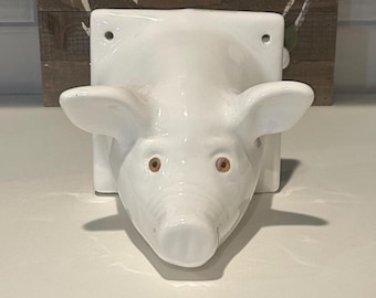 Gancho de toalla de pared con cara de cerdo de cerámica