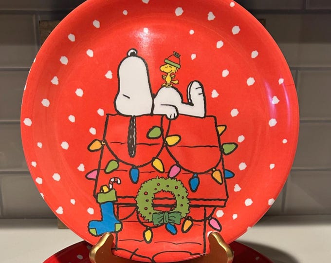 Snoopy Christmas Plates: Peanuts Holiday Dinnerware, Set of 8 - Etsy