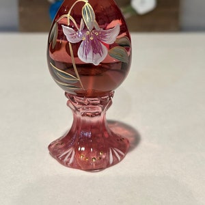 Pink Fenton Glass Hand Painted Egg | Collectable Fenton Glass | Fenton Art Glass