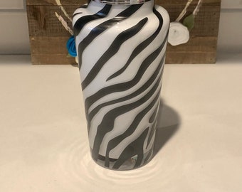Vintage Zebra Print Glass Cocktail Shaker: Retro Barware