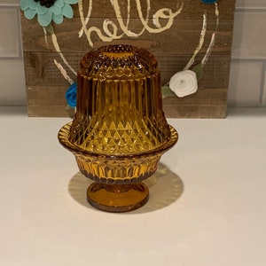 Diamond Point Amber Glass Fairy Lamp | Amber Glass Diamond Point Fairy Lamp