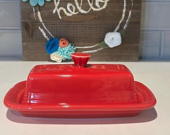 Scarlet Red Fiesta Homer Laughlin HLC Covered Butter Dish