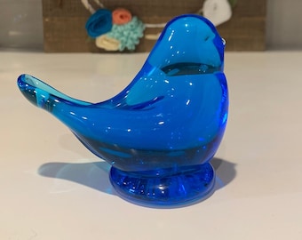 Blue Glass Bird Figurine