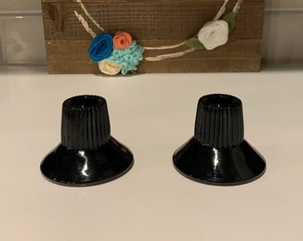 Black Glass Candle Holders | Black Taper Candlestick Holders