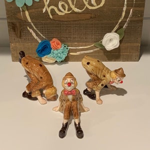 Clown Figurines | Quon Quon QQ Tumbling Clowns Made in Japan | Tumbling Circus Clowns