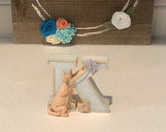 Letra K do Ursinho Pooh em resina vintage - Decoração de berçário