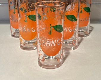 Vintage Orange Alpine Glass Tumblers - Set of 6