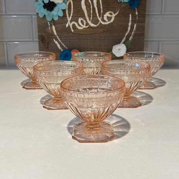 Adam Pink Champagne/Tall Sherbet Glasses by Jeannette | Pink Vintage Glassware | Pink Table Decor | Mothers Day Gift | Wedding Decor