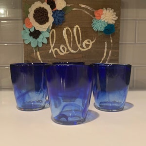 Murano Blue 9 Oz Flat Glasses by BORMIOLI ROCCO | Cobalt Swirl Whisky Glasses | Cobalt Bar Cart Glasses