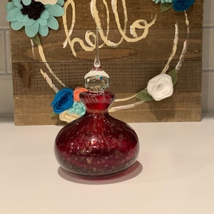 Vintage Ruby Red Glass Perfume Bottle | Ruby Red Vanity Decor | Collectable Red Perfume Bottles