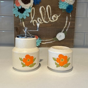 Fire Flower Saleiro e Moedor de Pimenta da LENOX | Decoração de Cozinha Orange Flower | Moedor de Sal e Pimenta Retro
