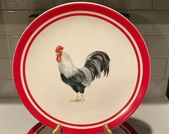 Vintage Homestead Rooster Dinner Plates - Set of 4