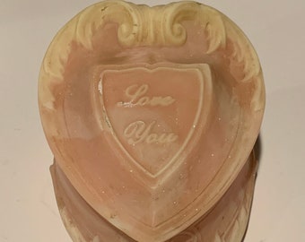 Incolay  Heart Shaped Jewelry Box |  Rare Incolay Pink Stone Jewelry Box | Vintage Wedding Gift | Bridal Shower Gift