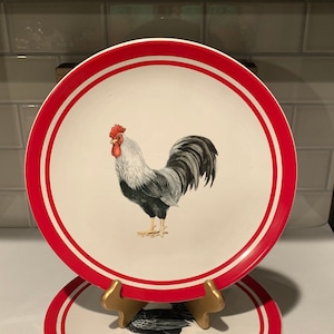 Rooster Dinner Plates by Certified International | Homestead Rooster Dinner Plates | Rooster Kitchen Decor