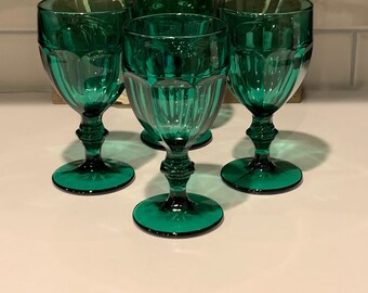 Gibraltar Juniper Water Goblets by LIbbey Glass | Emerald Green Water Goblets