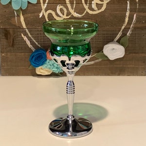 Morgantown Schnapsglas | Grüner Glas Chrom Stiel Cocktailglas | Ersatzglas
