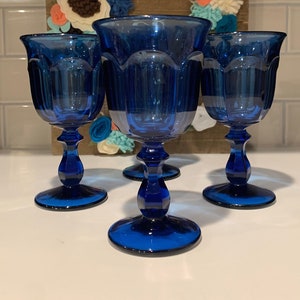 Old Williamsburg Deep Blue Water Goblets  by IMPERIAL GLASS-OHIO | Deep Blue Water Goblets | Blue Table Decor