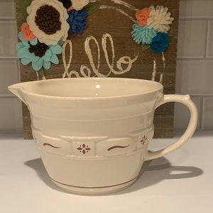 Longaberger Woven Traditions Handled  Batter Bowl | Longaberger Pottery Woven Traditions Classic Red 2 Quart Batter Bowl | Gifts For Friends
