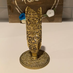 Jarra em botão de filigrana dourada dourada | Vaso de filigrana de Hollywood Regency | Porta pincéis de maquiagem