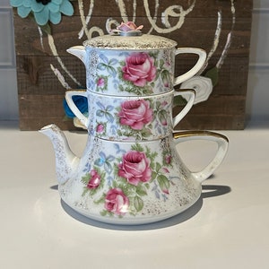 Lefton Nesting Tea Pot | Hand Painted Nesting Tea Pot | Tea Party Set  | Wedding Gift  | Mothers Day Tea Set