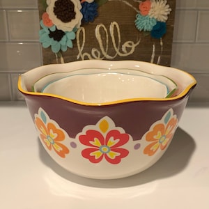 The Pioneer Woman Dazzling Dahlias Melamine 6-Piece Mixing Bowl Set with  Lids 