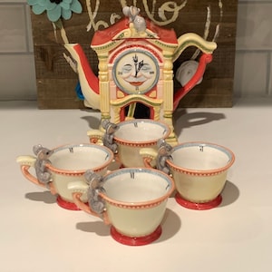 Department 56 Sweet Hickory Dickory Dock Mouse Teapot And Teacups | Mouse Tea Cups | Tea Pot Collector | Sweet Tea Pot | Gifts For Friends