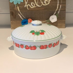 Vintage Shafford Strawberry Casserole Dish | Strawberry Cookware | Strawberry Kitchen | Strawberry Lover Gift