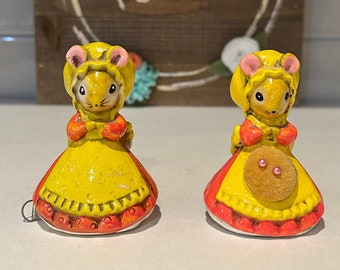 Josef Originals Mouse Pincushion and Tape Measure | Collectable Mouse Sewing Figurines | Sweet Vintage Mouse Decor | Mouse Liver Gift