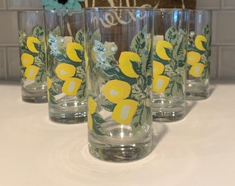 Lemon Drinking Glasses | Sunny Lemon Drinkware | Lemon Table Decor | Home Warming Gift | Gifts For Lemon Lovers